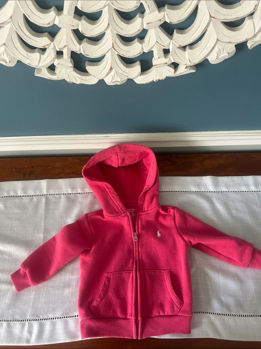 Ralph Lauren Hot Pink Hooded Zip-Up Sweatshirt for Kids